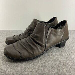 Rieker Louise Brown/Gray/Green Soft Leather Slip On Ankle Booties Size 40 US9